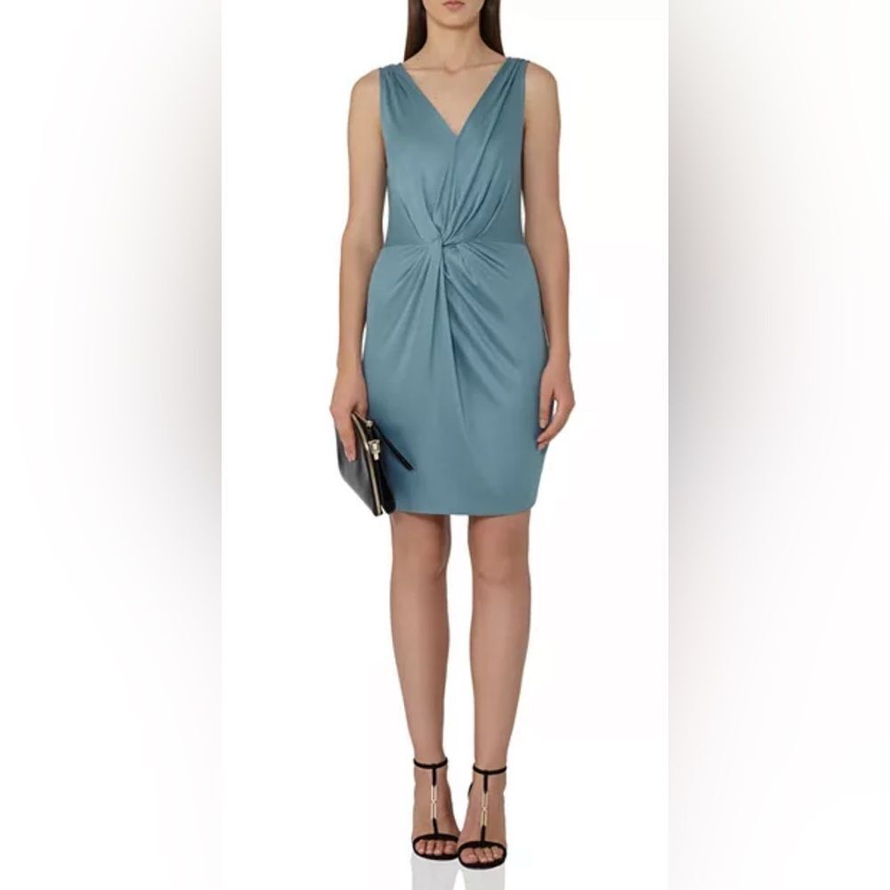 Reiss women’s 6 Kiera twist sheath dress Orion blue new quiet luxury going out